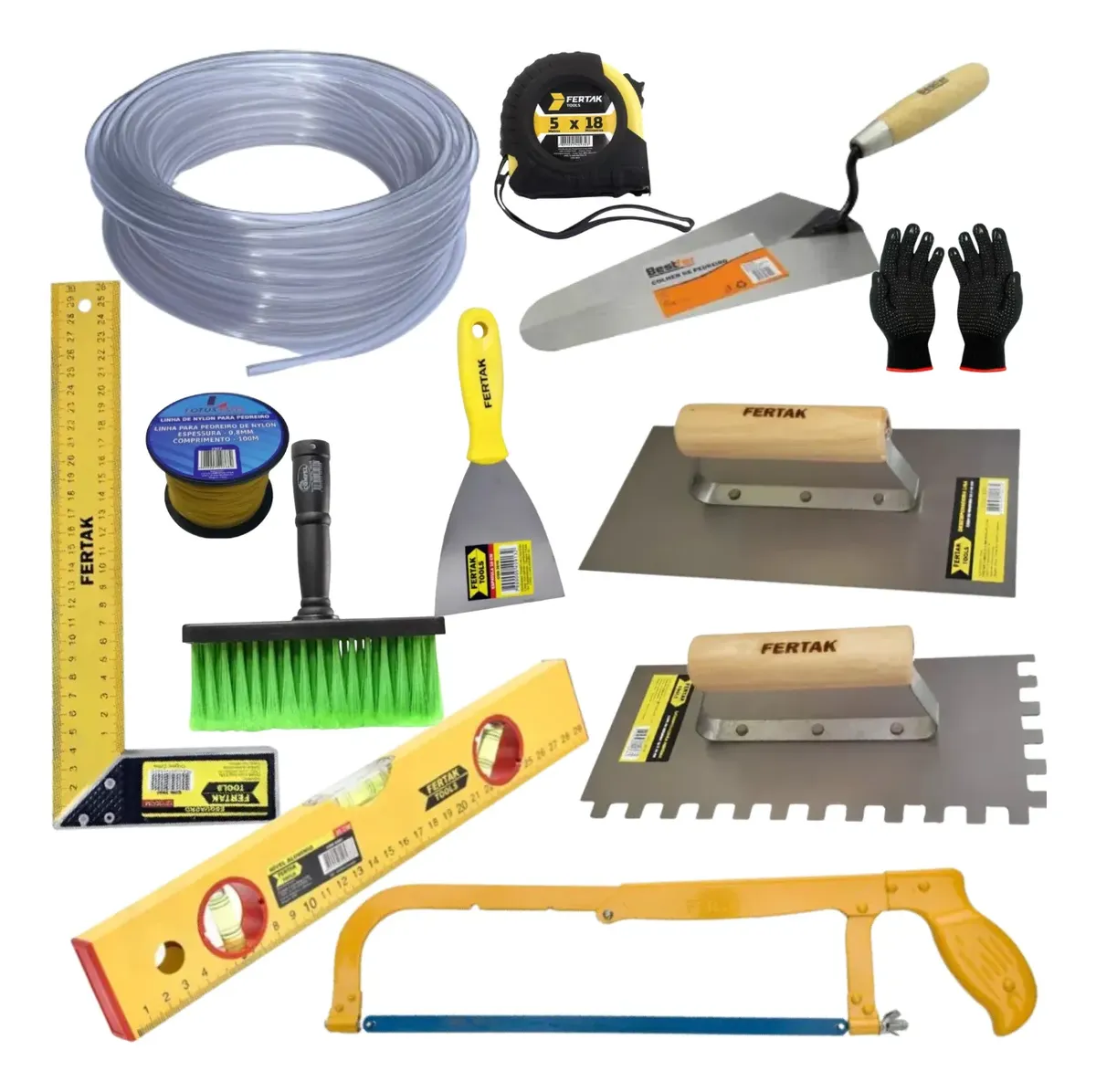 Kit Ferramentas Manuais Pedreiro Obras Reformas 12 Peças