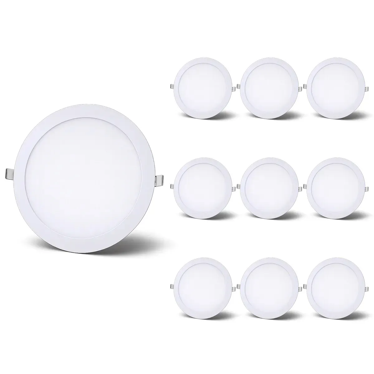 Kit 10 Painel Led Plafon Aluminio Embutir 24w 3000k Branco Quente 29cm Redondo Cod: ALUT001984-10 Alut By Avant